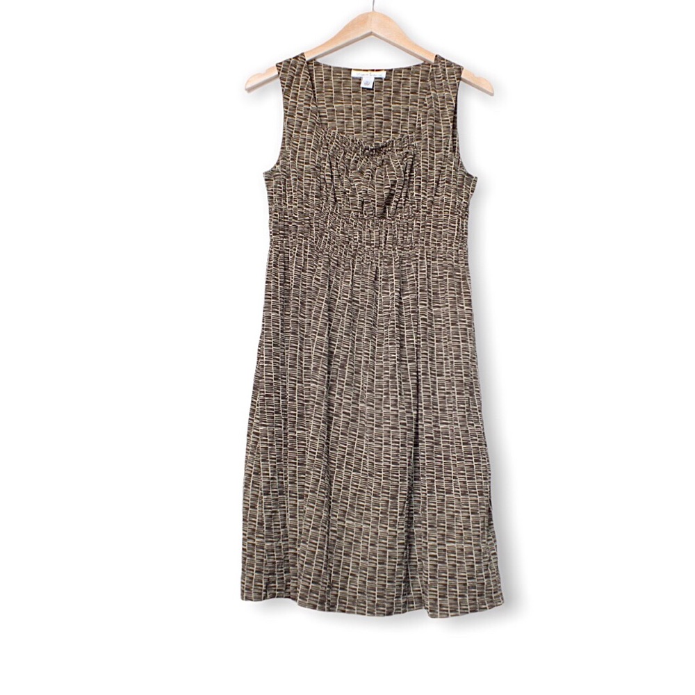 Kenneth Cole Brown Tan Mesh Empire Midi Dress PL